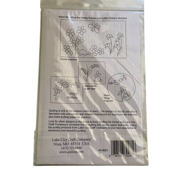 Vintage Craft Kit Beginner Quilling Paper Filigree Petty Point Pretty Posies and - Picture 5 of 10